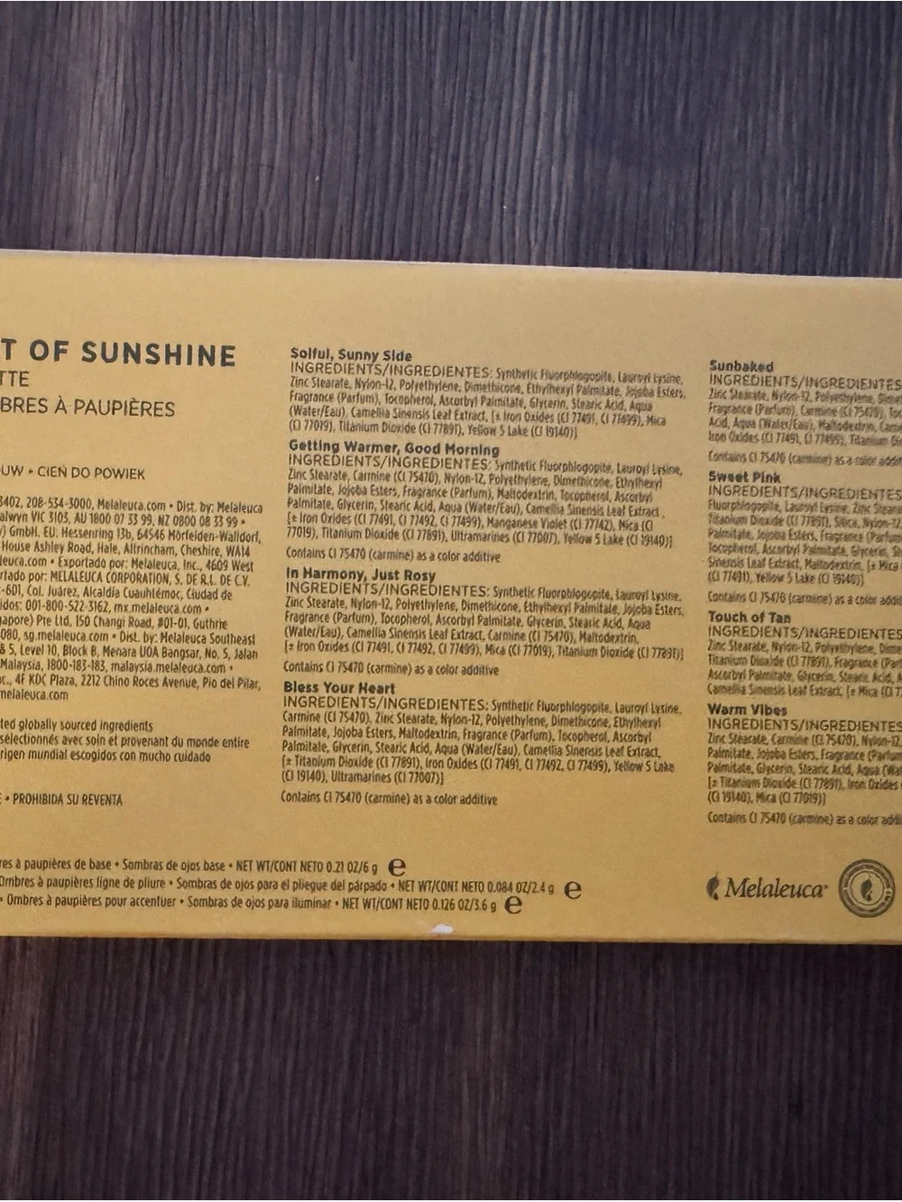 NEW Sei Bella A Little Bit of Sunshine Eyeshadow Palette 11 Shades
